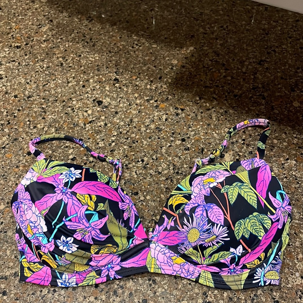 Victoria Secret Unforgettable Demi 34C Bikini Top Tapestry Floral Pink Lavender